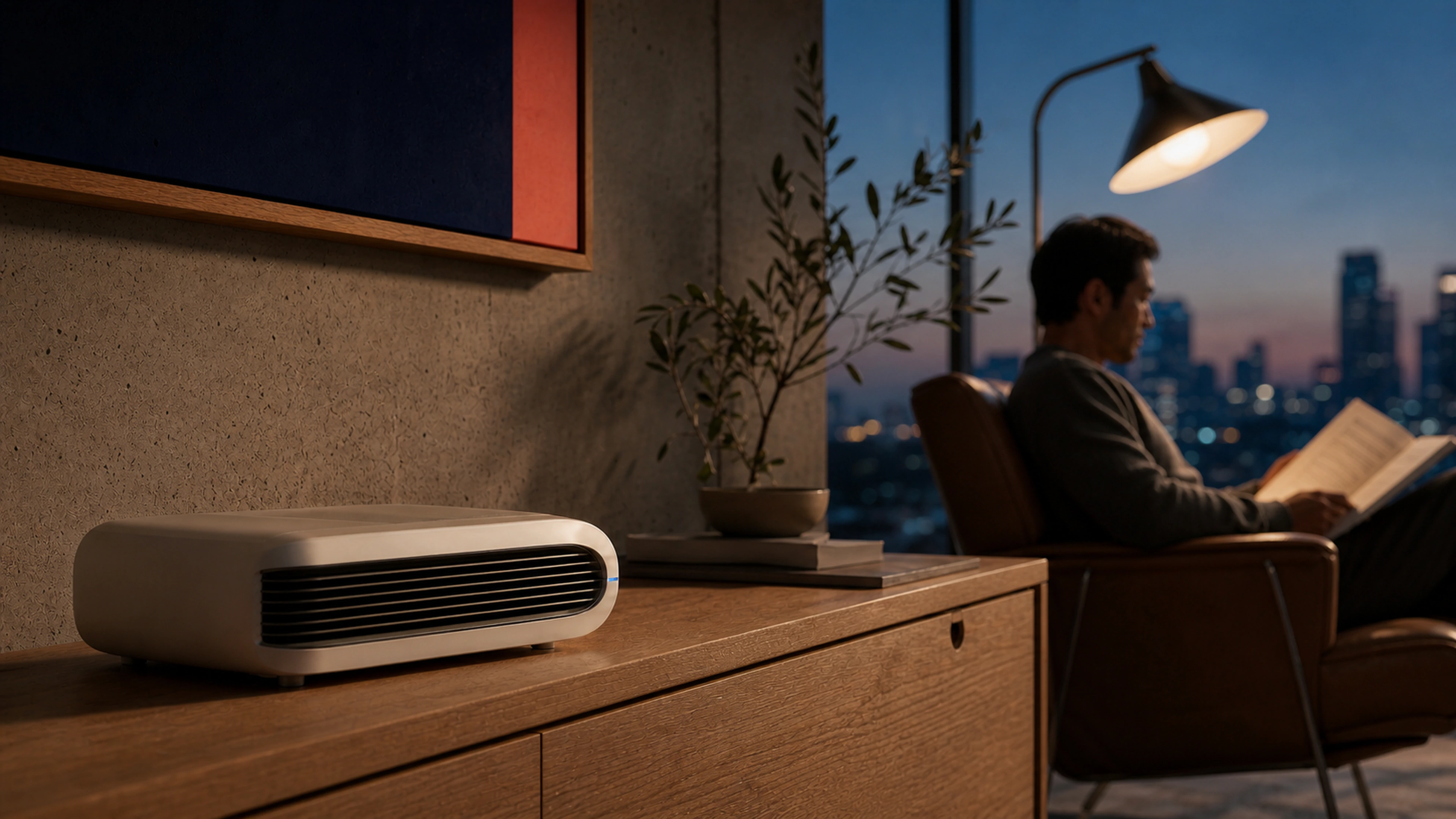 Lifestyle campaign photograph of AERA ONE in a contemporary home